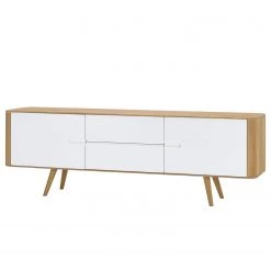Studio Copenhagen Buffet Loca I - ChĂȘne sauvage massif - Blanc / ChĂȘne sauvage - Largeur : 180 cm