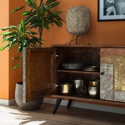 Wolf-Möbel Buffet Orient - Acacia massif / Métal - Multicolore -France Enfilades Soldes 2022 1000114122 200630 10585200013 DETAILS P000000001000114122