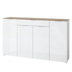 Germania Buffet Cetano - Blanc brillant / Imitation chêne de Navarre - Largeur : 179 cm