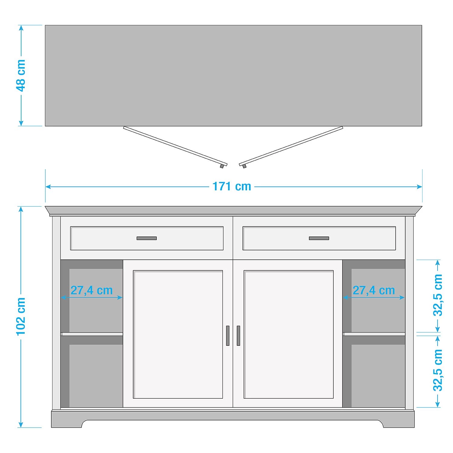 Ridgevalley Buffet Jasmund II - Blanc 8 Ridgevalley Buffet Jasmund II - Blanc – Image 6
