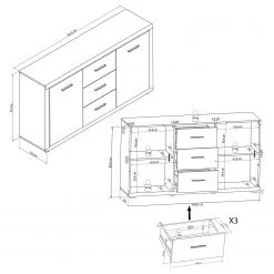 Loftscape Buffet Hagby - Imitation chêne / Blanc -France Enfilades Soldes 2022 1000137094 220310 500 SKETCH DETAILS P000000001000137094 sketch