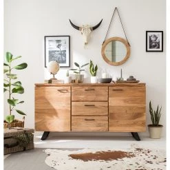 Ars Natura Buffet Vardo - Acacia massif / Métal - Acacia / Noir -France Enfilades Soldes 2022 1000166791 191030 08503100002 MOOD DETAILS P000000001000166791 mood