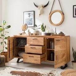 Ars Natura Buffet Vardo - Acacia massif / Métal - Acacia / Noir -France Enfilades Soldes 2022 1000166791 191030 08503100003 MOOD DETAILS P000000001000166791 mood