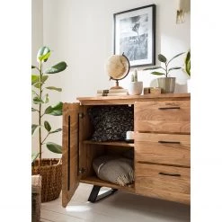 Ars Natura Buffet Vardo - Acacia massif / Métal - Acacia / Noir -France Enfilades Soldes 2022 1000166791 191030 08503100006 MOOD DETAILS P000000001000166791 mood