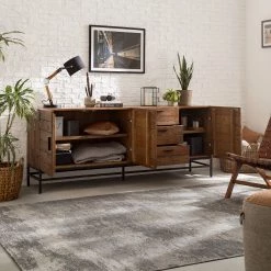 Ars manufacti Buffet Grasby II - Pin recyclé / Métal - Pin foncé / Noir -France Enfilades Soldes 2022 1000168548 191126 17373400006 MOOD DETAILS P000000001000168548 mood