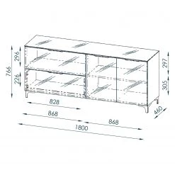 Maja Möbel Buffet Shino II - Verre noir / Imitation chêne de Riviera -France Enfilades Soldes 2022 1000170639 190418 12413600001 GALLERYIMAGES P000000001000170639