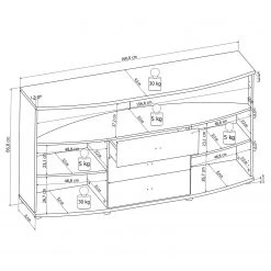 Loftscape Buffet Mury - Blanc brillant / Anthracite -France Enfilades Soldes 2022 1000171334 190424 07575900111 GALLERYIMAGES P000000001000171334