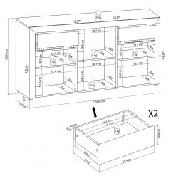 Loftscape Buffet Charnocks - Blanc brillant / blanc -France Enfilades Soldes 2022 1000171351 190424 07580400256 GALLERYIMAGES P000000001000171351