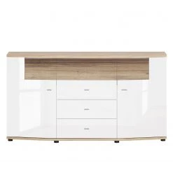 Loftscape Buffet Jaguare - Blanc brillant / Imitation chĂȘne Ribbeck