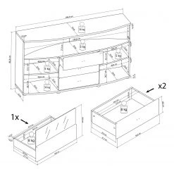 Loftscape Buffet Jaguare - Blanc brillant / Imitation chêne Ribbeck -France Enfilades Soldes 2022 1000171366 191211 13361400003 SKETCH DETAILS P000000001000171366 sketch
