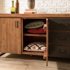 Ars manufacti Enfilade Manchester IV - Acacia massif / Métal - Acacia / Anthracite -France Enfilades Soldes 2022 1000176686 200320 14040200009 DETAILS P000000001000176686