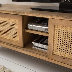 Ars manufacti Meuble TV Vina - Manguier massif / Rotin - Manguier / Noir -France Enfilades Soldes 2022 1000178070 200320 14034500004 DETAILS P000000001000178070