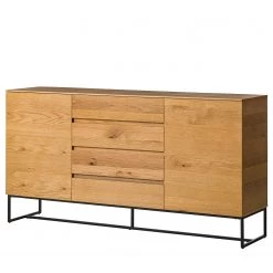 Ars Natura Buffet Nozza II - Placage en bois véritable - Chêne / Noir