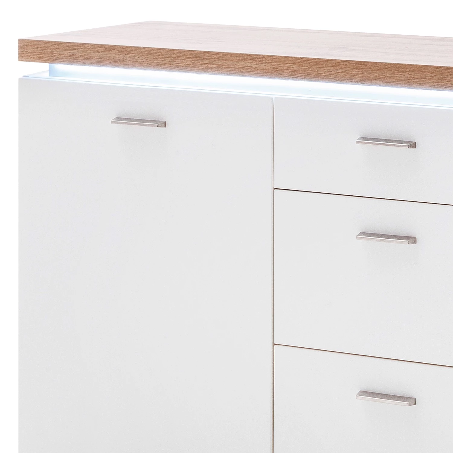 Loftscape Buffet Mundai - Avec éclairage - Blanc / Imitation chêne de Wotan 7 Loftscape Buffet Mundai - Avec éclairage - Blanc / Imitation chêne de Wotan – Image 5