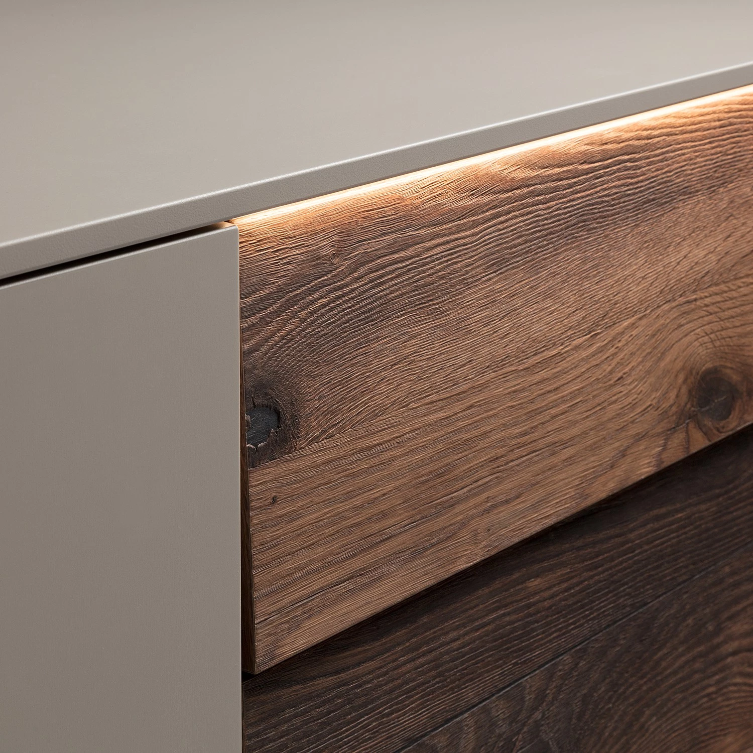 GWINNER Ensemble Enfilade Misano II (2 éléments) - Avec Eclairage - Placage en bois véritable - Gris Sahara / Planches de chêne 7 GWINNER Ensemble Enfilade Misano II (2 éléments) - Avec Eclairage - Placage en bois véritable - Gris Sahara / Planches de chêne – Image 5