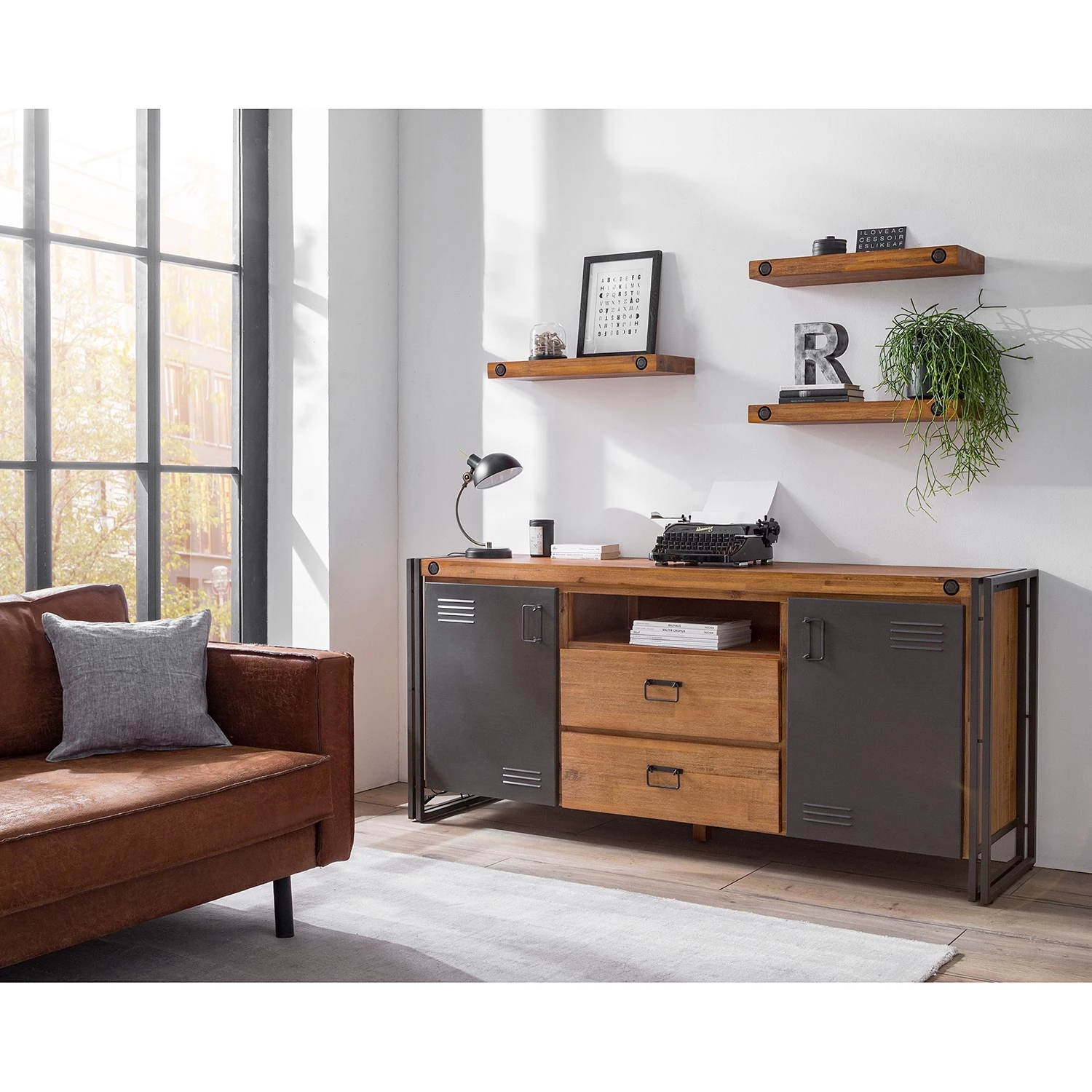 Ars manufacti Buffet Manchester V - Acacia massif / Métal - Acacia / Anthracite 4 Ars manufacti Buffet Manchester V - Acacia massif / Métal - Acacia / Anthracite – Image 2