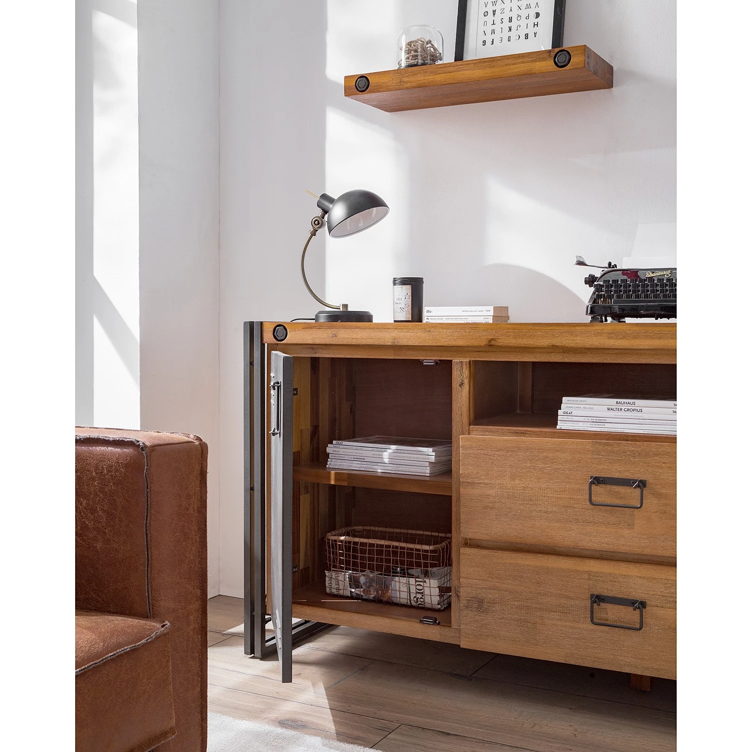 Ars manufacti Buffet Manchester V - Acacia massif / Métal - Acacia / Anthracite 6 Ars manufacti Buffet Manchester V - Acacia massif / Métal - Acacia / Anthracite – Image 4