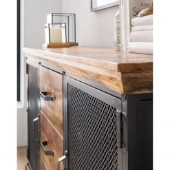 Ars manufacti Buffet Hunter II - Manguier massif / Métal - Manguier / Gris bleu -France Enfilades Soldes 2022 1000211063 210219 10174200008 DETAILS P000000001000211063