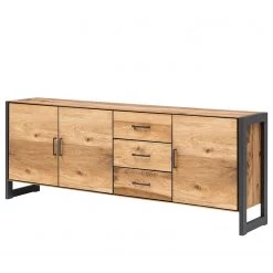 Naturoo Buffet Ironwood II - Placage en bois véritable / Métal - Chêne vieilli / Gris