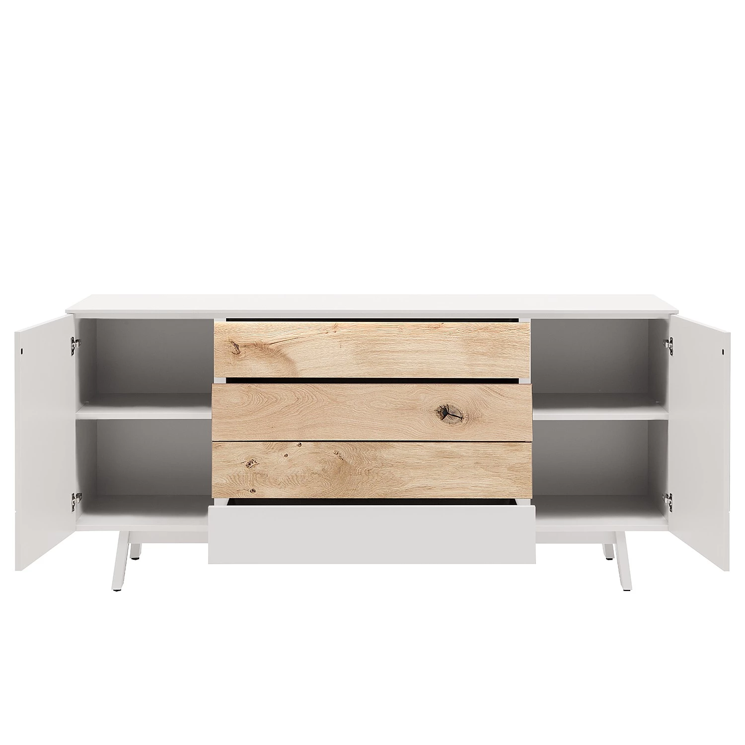 GWINNER Buffet Misano - Blanc / Chêne sauvage - Sans éclairage 4 GWINNER Buffet Misano - Blanc / Chêne sauvage - Sans éclairage – Image 2