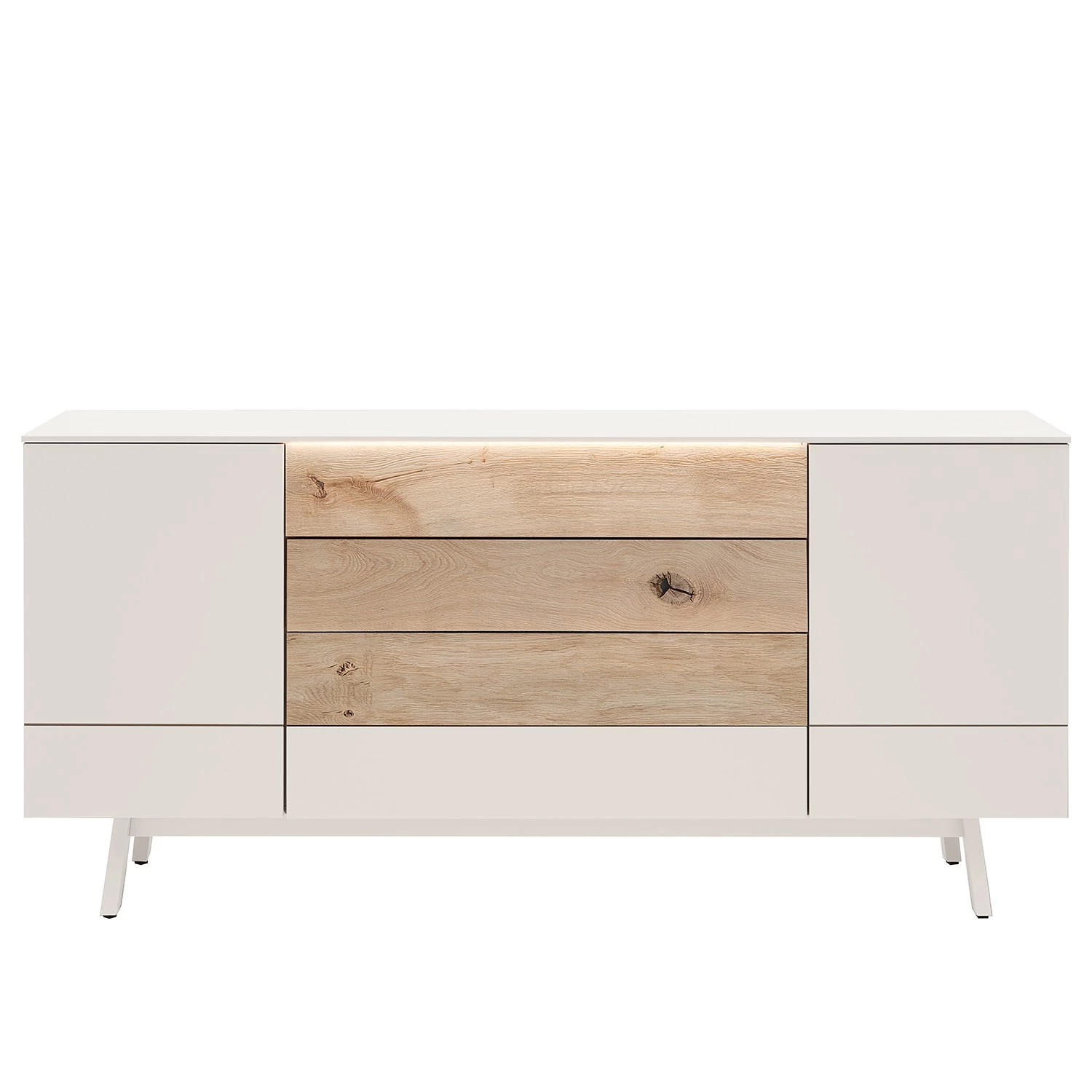 GWINNER Enfilade Misano II (2 éléments) - Avec éclairage - Blanc / Chêne sauvage 5 GWINNER Enfilade Misano II (2 éléments) - Avec éclairage - Blanc / Chêne sauvage – Image 3