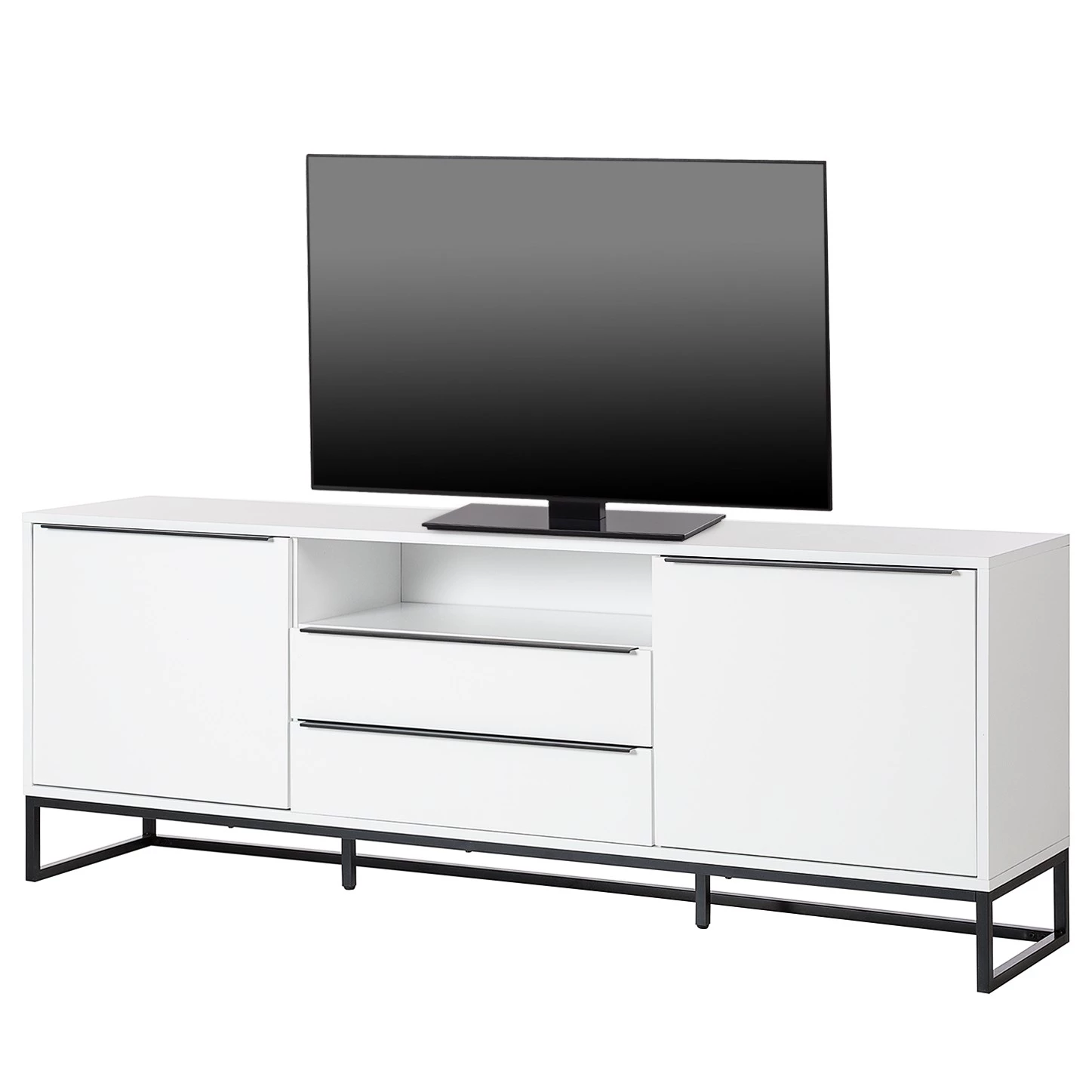 Fredriks Meuble TV White Hall I - Blanc mat / Noir 3 Fredriks Meuble TV White Hall I - Blanc mat / Noir
