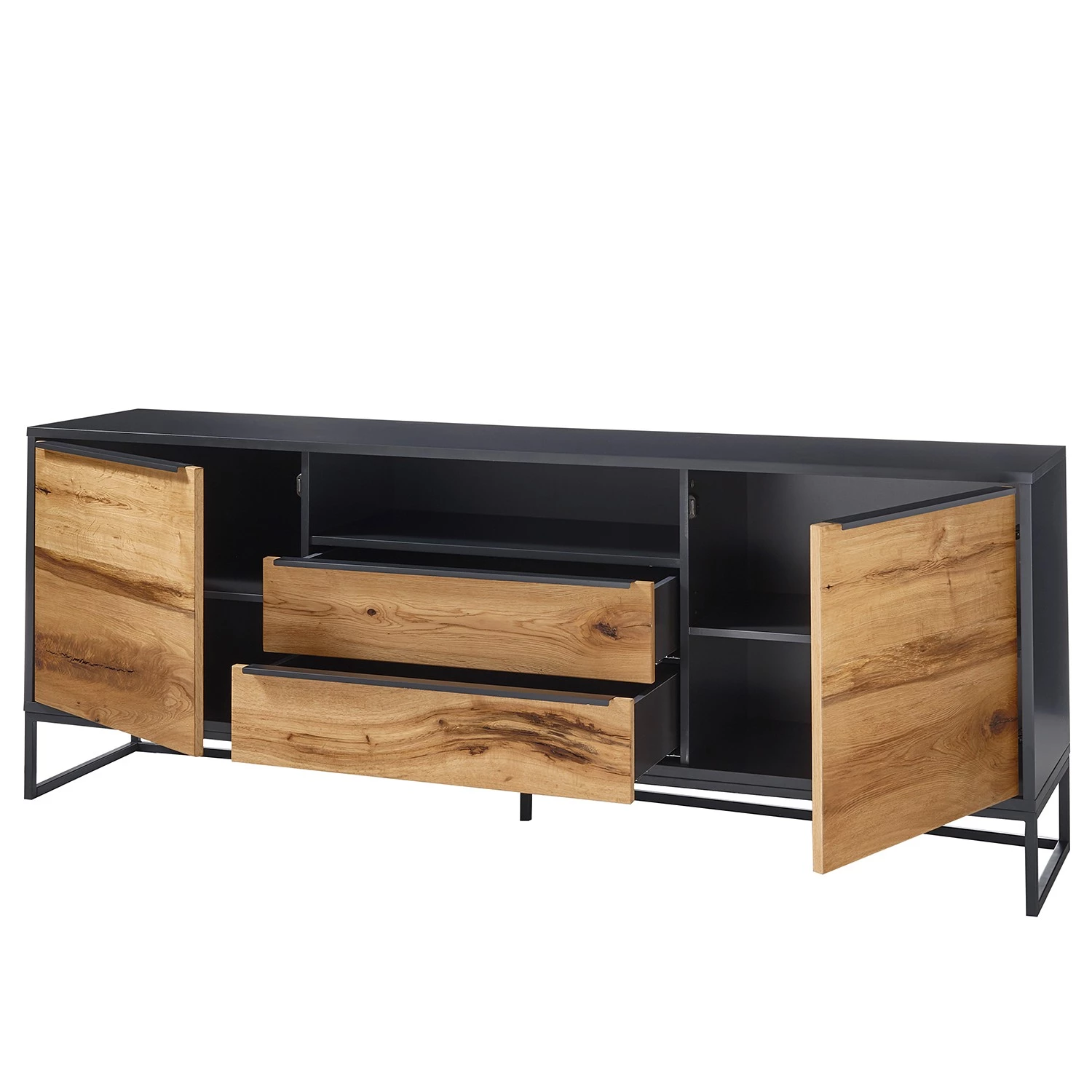 Red Living Buffet Barview II - Placage en chêne - Chêne / Anthracite 8 Red Living Buffet Barview II - Placage en chêne - Chêne / Anthracite – Image 6