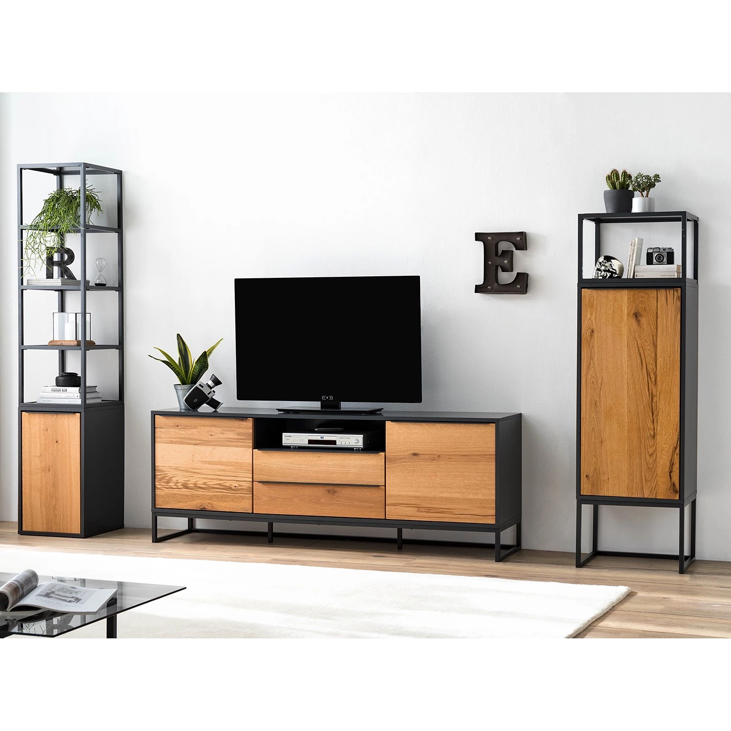 Red Living Buffet Barview II - Placage en chêne - Chêne / Anthracite 6 Red Living Buffet Barview II - Placage en chêne - Chêne / Anthracite – Image 4