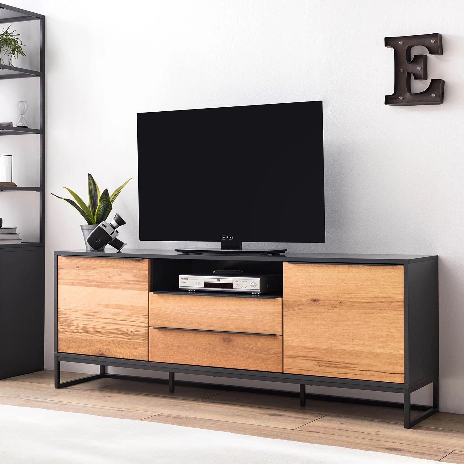 Red Living Buffet Barview II - Placage en chêne - Chêne / Anthracite 4 Red Living Buffet Barview II - Placage en chêne - Chêne / Anthracite – Image 2