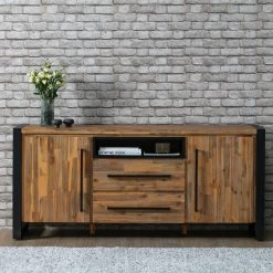 Ars manufacti Buffet Urban Industry I - Partiellement en acacia massif / Métal - Acacia / Noir -France Enfilades Soldes 2022 1000224201 210714 07372000003 MOOD DETAILS P000000001000224201 mood