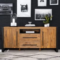 Ars manufacti Buffet Urban Industry I - Partiellement en acacia massif / Métal - Acacia / Noir -France Enfilades Soldes 2022 1000224201 220118 132848000028 MOOD DETAILS P000000001000224201 mood