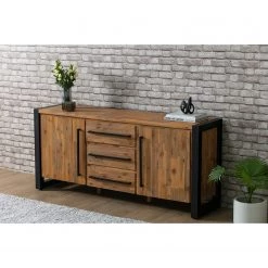 Ars manufacti Buffet Urban Industry II - Partiellement en acacia massif / Métal - Acacia / Noir -France Enfilades Soldes 2022 1000224223 210714 07374300038 MOOD DETAILS P000000001000224223 mood