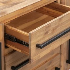 Ars manufacti Buffet Urban Industry II - Partiellement en acacia massif / Métal - Acacia / Noir -France Enfilades Soldes 2022 1000224223 210714 07374300042 DETAILS P000000001000224223