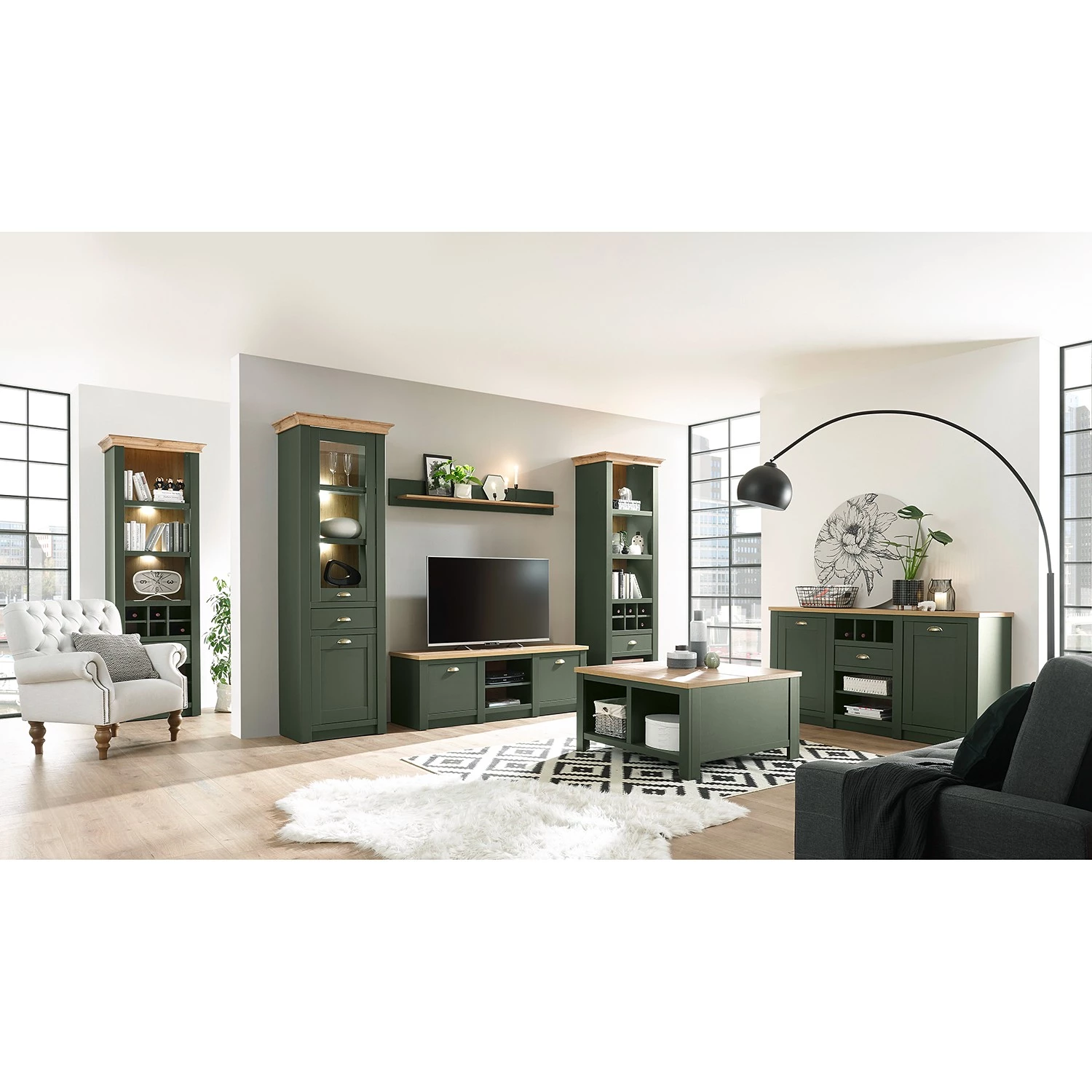 Norrwood Buffet Cardet - Vert mousse / Imitation chêne de Wotan 12 Norrwood Buffet Cardet - Vert mousse / Imitation chêne de Wotan – Image 10