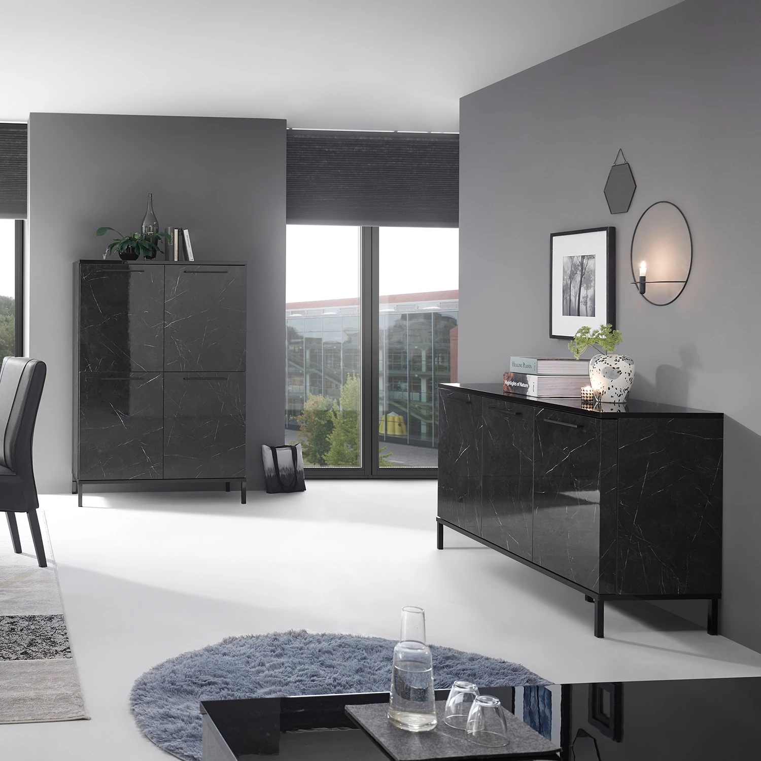 LC Spa Buffet Mango - Imitation marbre noir - Largeur : 156 cm 6 LC Spa Buffet Mango - Imitation marbre noir - Largeur : 156 cm – Image 4