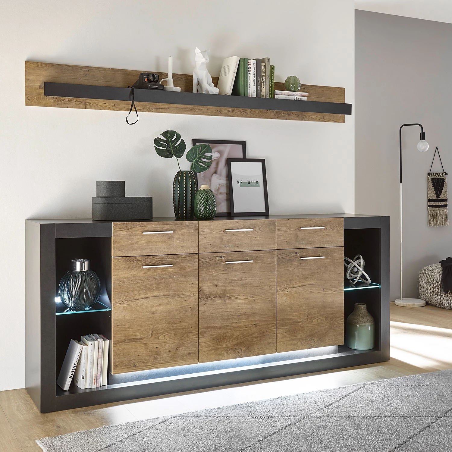 Red Living Buffet Talence I - Imitation châtaigner / Gris 5 Red Living Buffet Talence I - Imitation châtaigner / Gris – Image 3