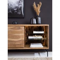 Ars Natura Buffet Roody - Avec éclairage - Acacia massif / Métal - Acacia / Noir -France Enfilades Soldes 2022 1000238181 220420 050 DETAILS P000000001000238181