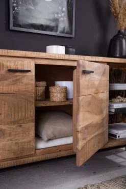 Ars Natura Buffet Roody - Avec éclairage - Acacia massif / Métal - Acacia / Noir -France Enfilades Soldes 2022 1000238181 220420 052 DETAILS P000000001000238181