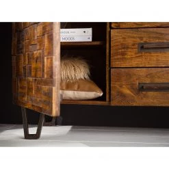 Wolf-Möbel Buffet Bazac - Avec éclairage - Acacia massif - Acacia / Gris foncé -France Enfilades Soldes 2022 1000243213 220311 032 DETAILS P000000001000243213