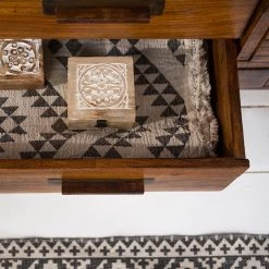 Wolf-Möbel Buffet Bazac - Avec éclairage - Acacia massif - Acacia / Gris foncé -France Enfilades Soldes 2022 1000243213 220311 060 DETAILS P000000001000243213