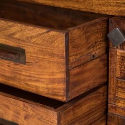 Wolf-Möbel Buffet Bazac - Avec éclairage - Acacia massif - Acacia / Gris foncé -France Enfilades Soldes 2022 1000243213 220314 064 DETAILS P000000001000243213