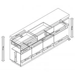 Fredriks Enfilade Namona II - Éclairage inclus - Imitation chêne / Blanc -France Enfilades Soldes 2022 1000255074 220531 500 SKETCH DETAILS P000000001000255074 sketch
