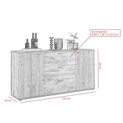 Red Living Commode Ambato - Imitation chêne Artisan -France Enfilades Soldes 2022 1000263445 210430 11521900236 SKETCH DETAILS P000000001000263445 sketch