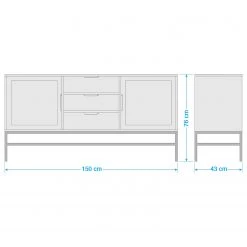 Jack & Alice Buffet Puyo - Acacia massif / Métal - Acacia / Doré -France Enfilades Soldes 2022 1000264972 220118 131413000517 SKETCH DETAILS P000000001000264972 sketch