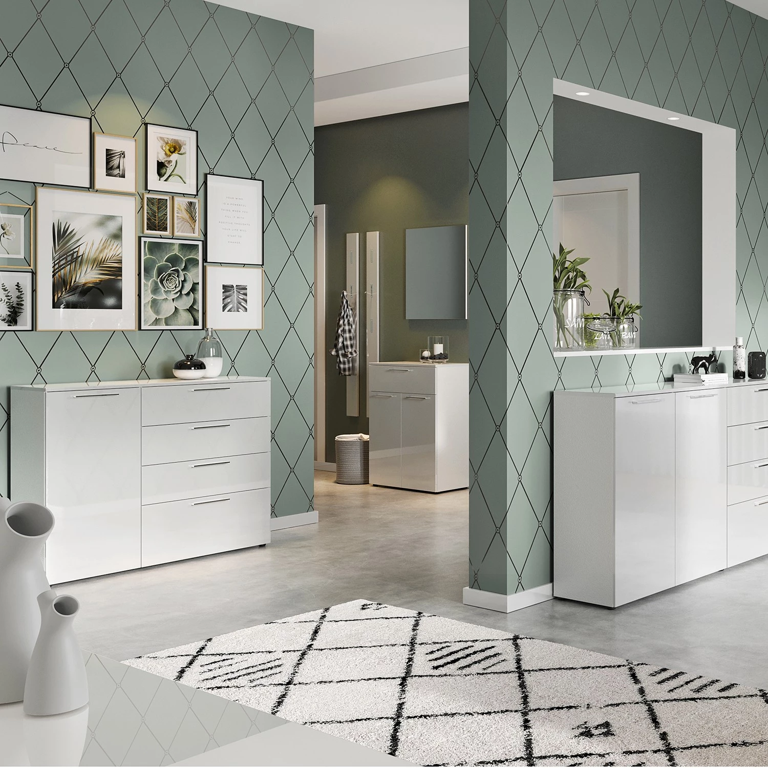 Germania Buffet Sunnyvale - Blanc brillant - Largeur : 135 cm 4 Germania Buffet Sunnyvale - Blanc brillant - Largeur : 135 cm – Image 2