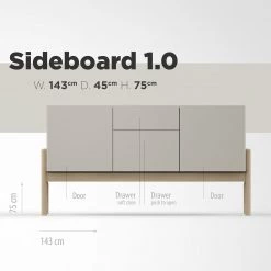 Studio Copenhagen Enfilade Cooby I - Blanc / Chêne -France Enfilades Soldes 2022 1000276966 211111 1449030000505 SKETCH DETAILS P000000001000276966 sketch