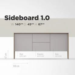Studio Copenhagen Enfilade Maayka I - Partiellement en chêne massif - Blanc / Chêne clair -France Enfilades Soldes 2022 1000277378 211111 1449030000507 SKETCH DETAILS P000000001000277378 sketch