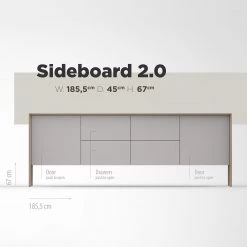 Studio Copenhagen Enfilade Maayka II - Partiellement en chêne massif - Blanc / Chêne clair -France Enfilades Soldes 2022 1000277388 211111 144903000513 SKETCH DETAILS P000000001000277388 sketch