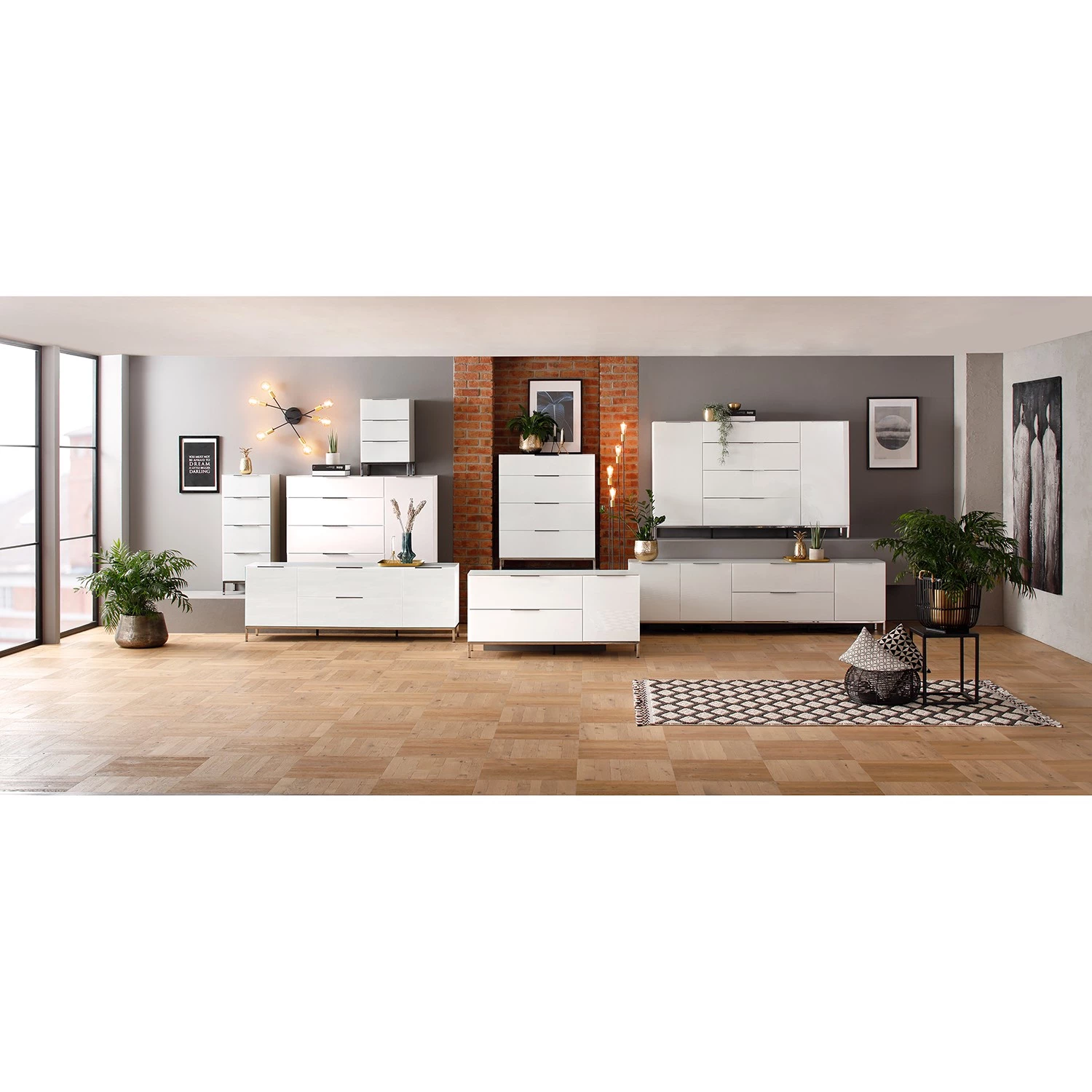 Maja Möbel Buffet Trend - Verre - Blanc brillant / Chrome 4 Maja Möbel Buffet Trend - Verre - Blanc brillant / Chrome – Image 2