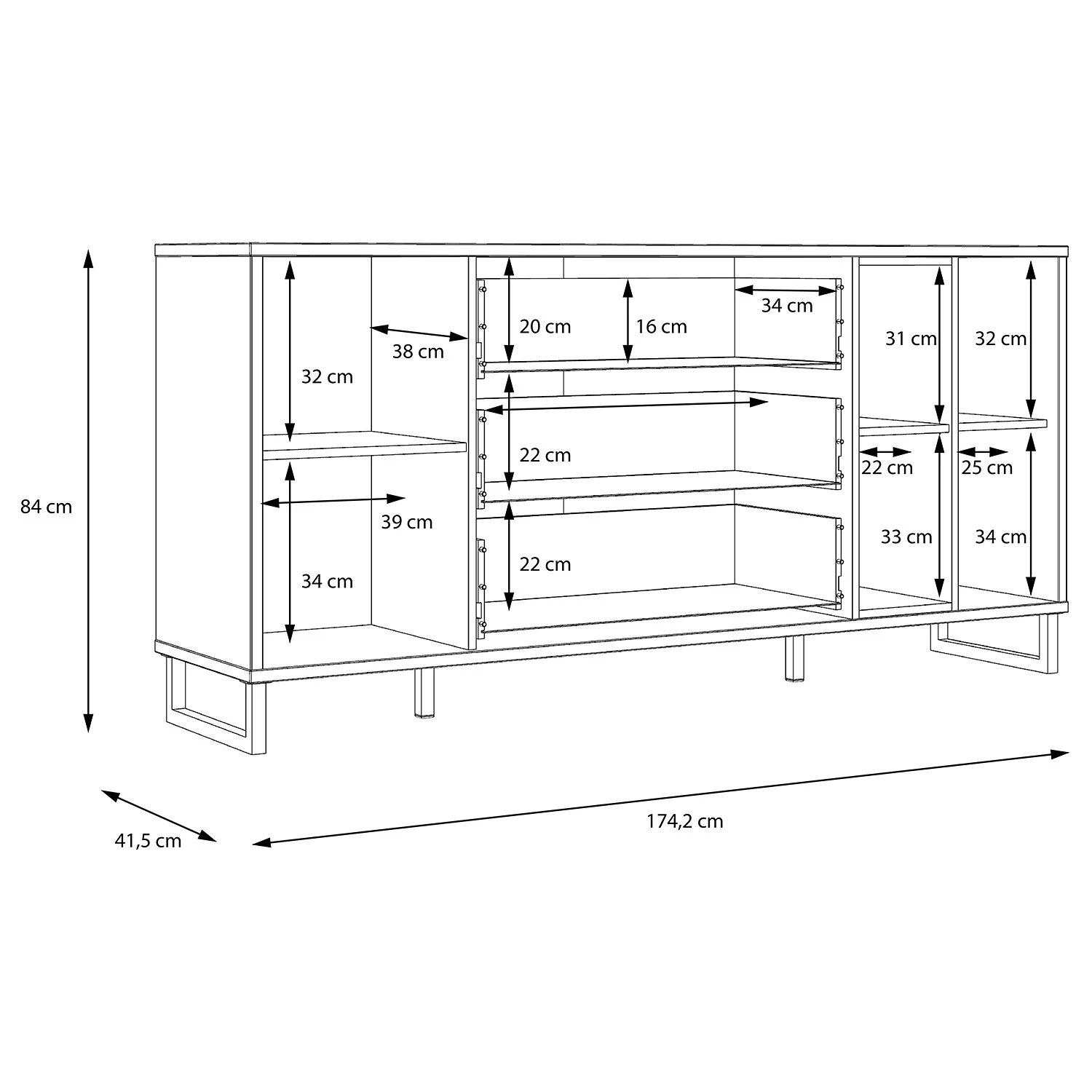 Loftscape Buffet Mazzo - Noir / Imitation chêne artisan 15 Loftscape Buffet Mazzo - Noir / Imitation chêne artisan – Image 13